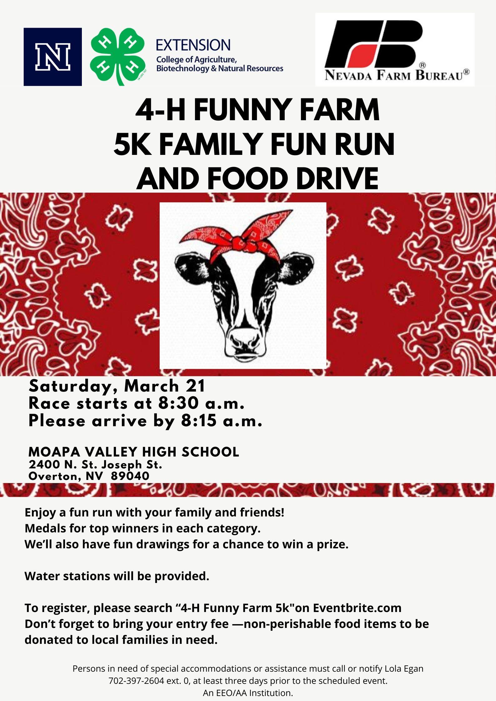 4 H Funny Farm 5k Family Fun Run And Food Drive 21 Mar 2020