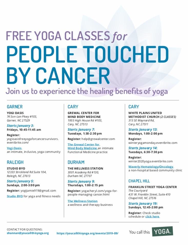 FREE Mat Yoga for People Touched by Carrboro Yoga Company