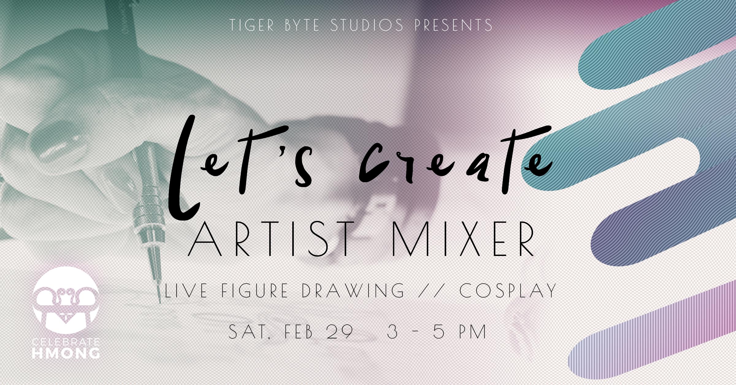Live Cosplay Figure Drawing Let's Create: Artist Mixer