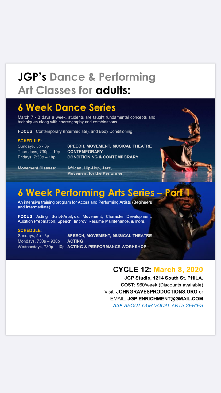 Copy of JGP's Six Week Performing Arts & Dance and Four Week Vocal Series