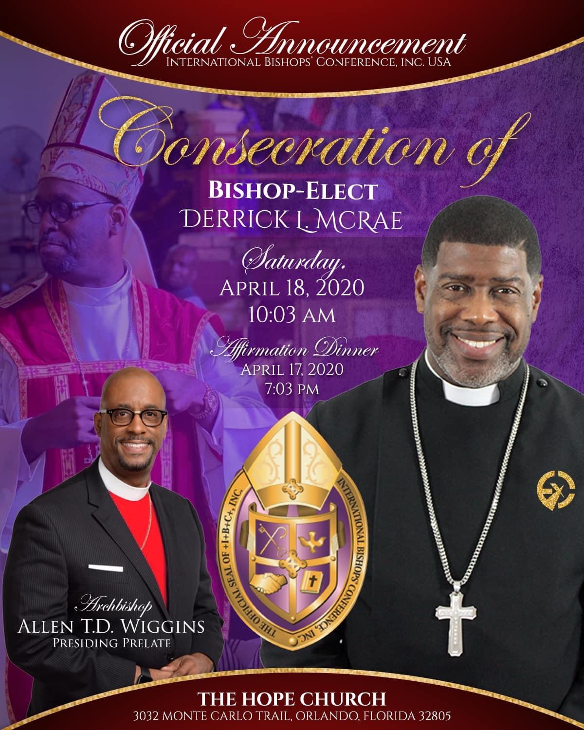 Bishop-Elect Derrick McRae Consecration