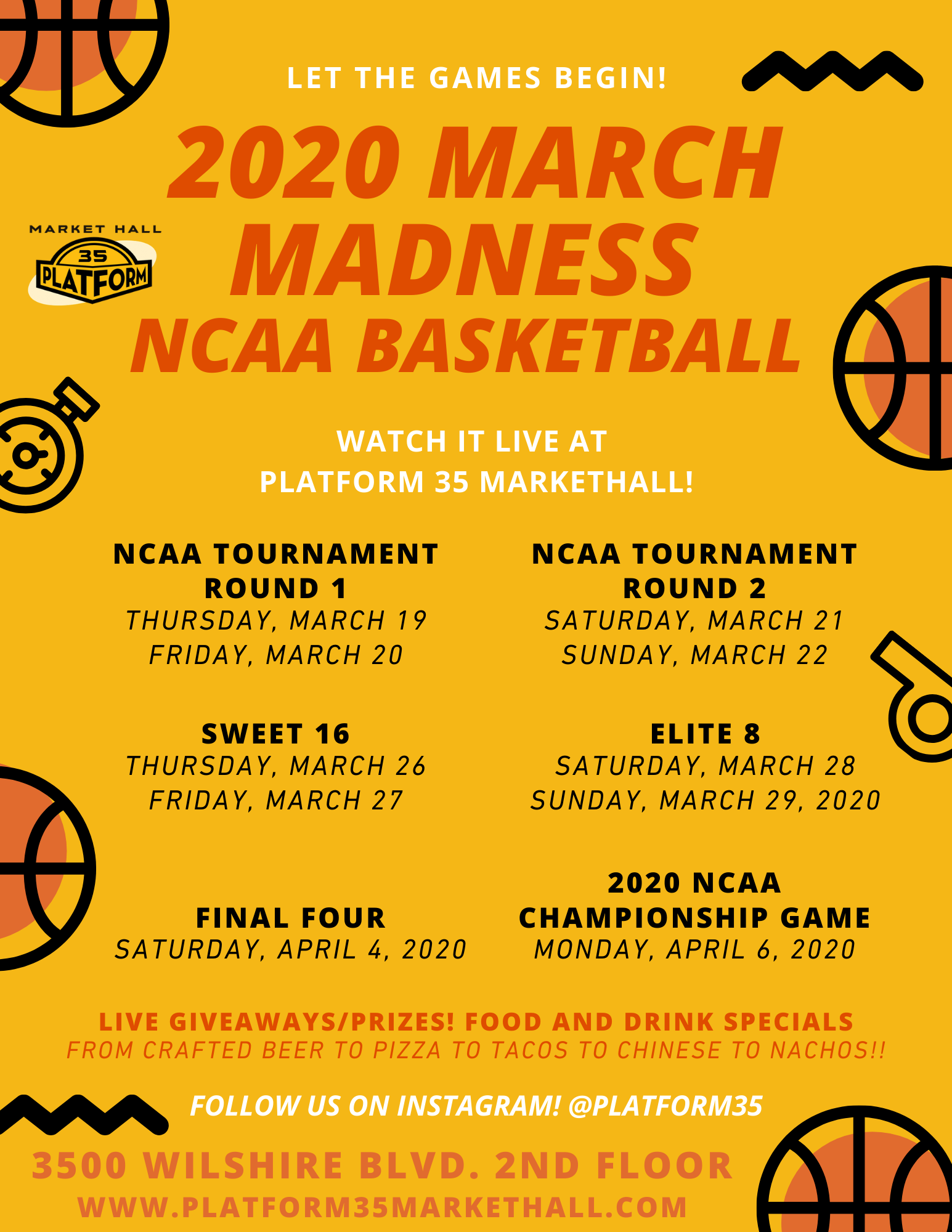 2020 MARCH MADNESS NCAA Basketball at Platform35