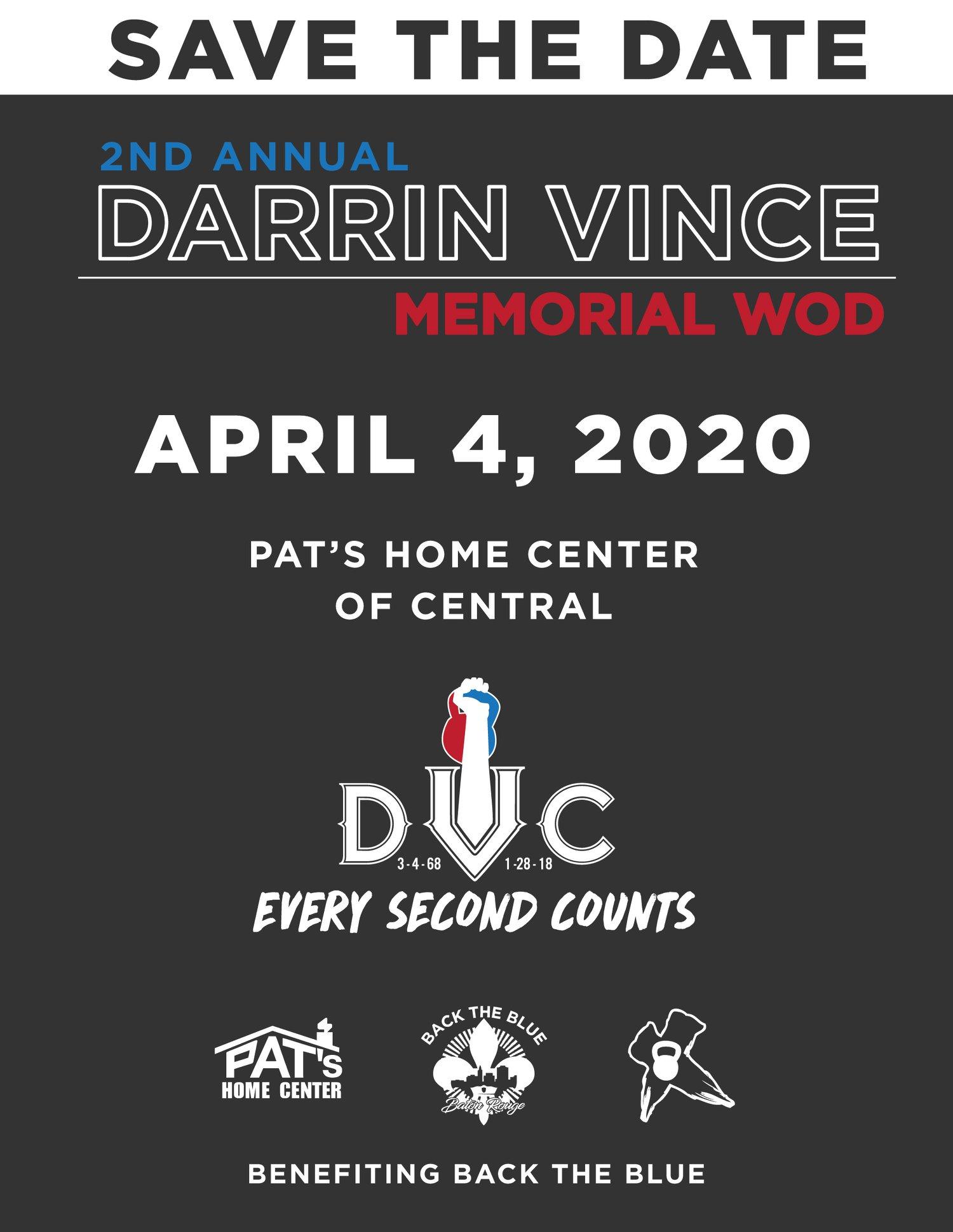 2nd Annual Darrin Vince Memorial WOD!