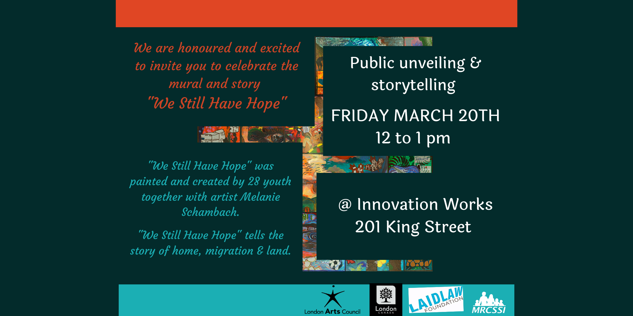 Postponed until further notice: We Still Have Hope Mural Unveiling & Storytelling 