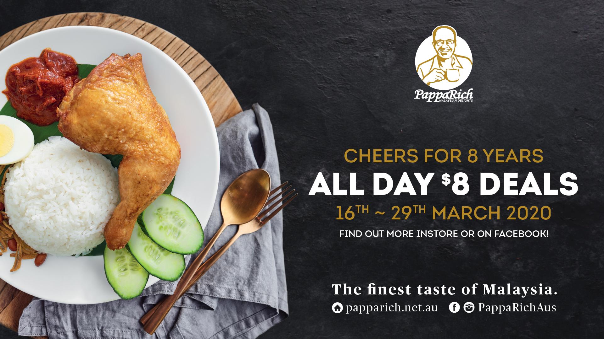 $8 Deals for PappaRich 8th Anniversary! - Chatswood