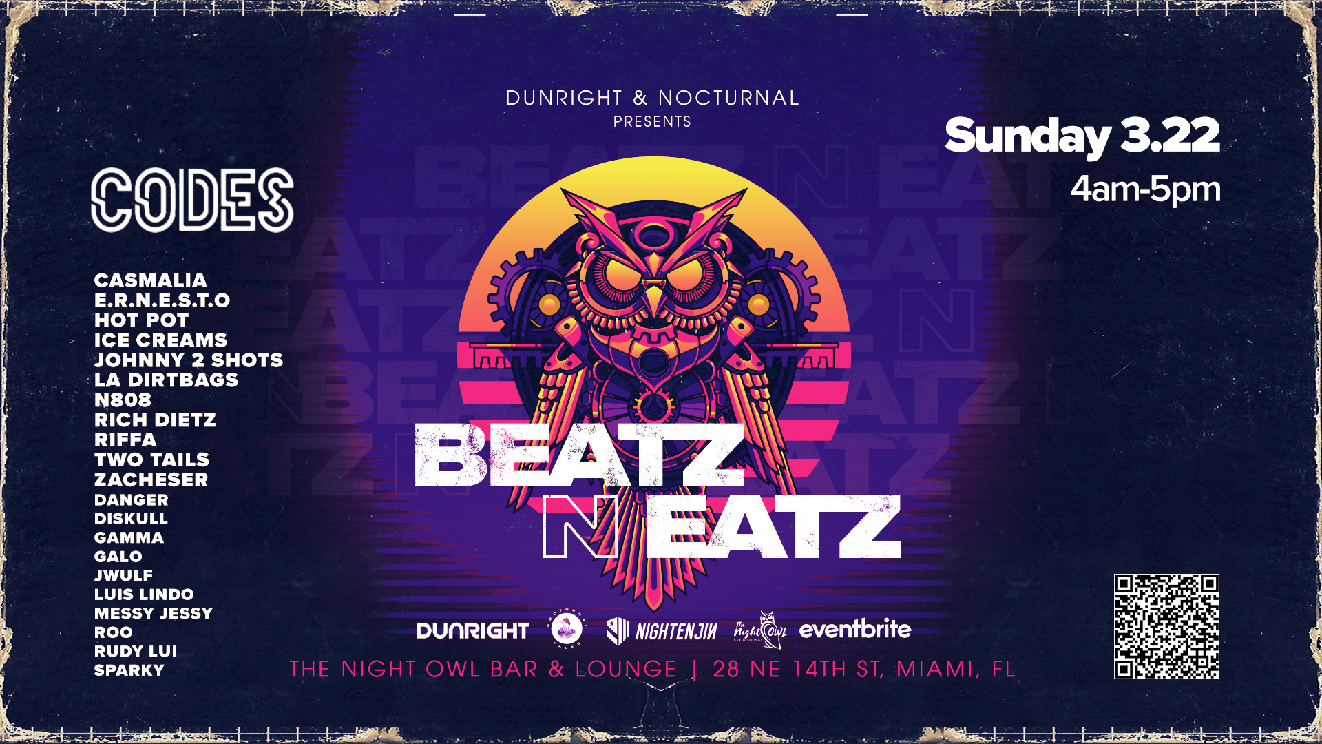 Beatz N Eatz Featuring CODES @ Night Owl Bar & Lounge