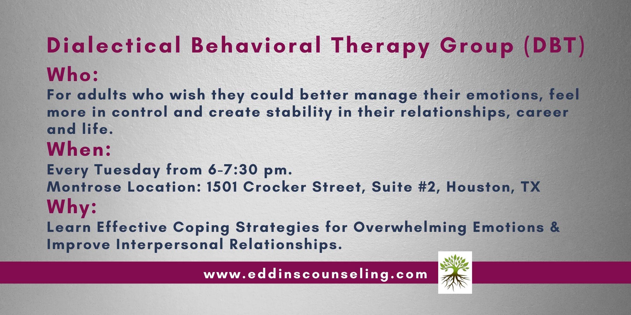 DBT Dialectical Behavioral Therapy (*Virtual*) Group - Evening Group