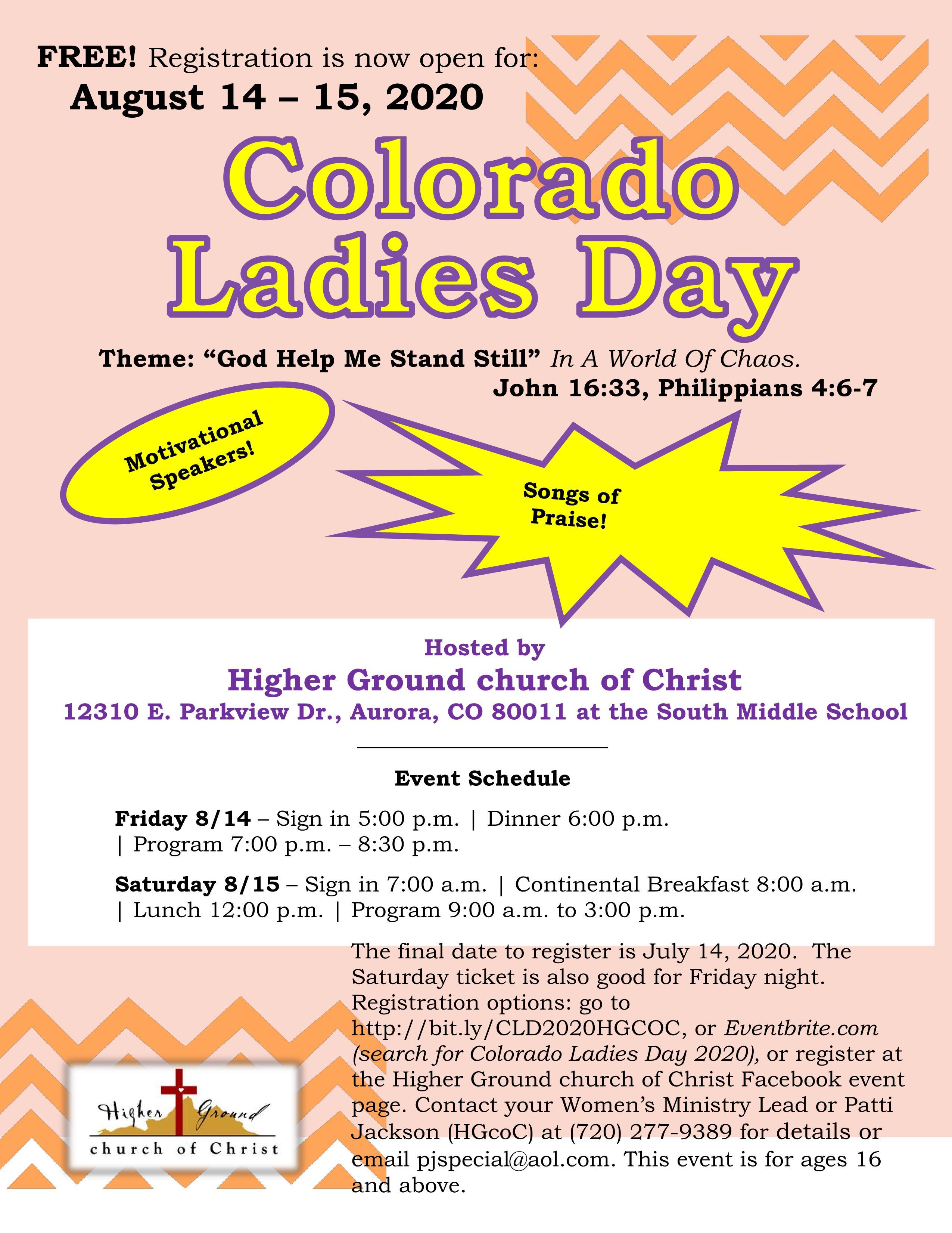 COLORADO LADIES DAY 2020 ~ HOSTED BY HIGHER GROUND CHURCH OF CHRIST