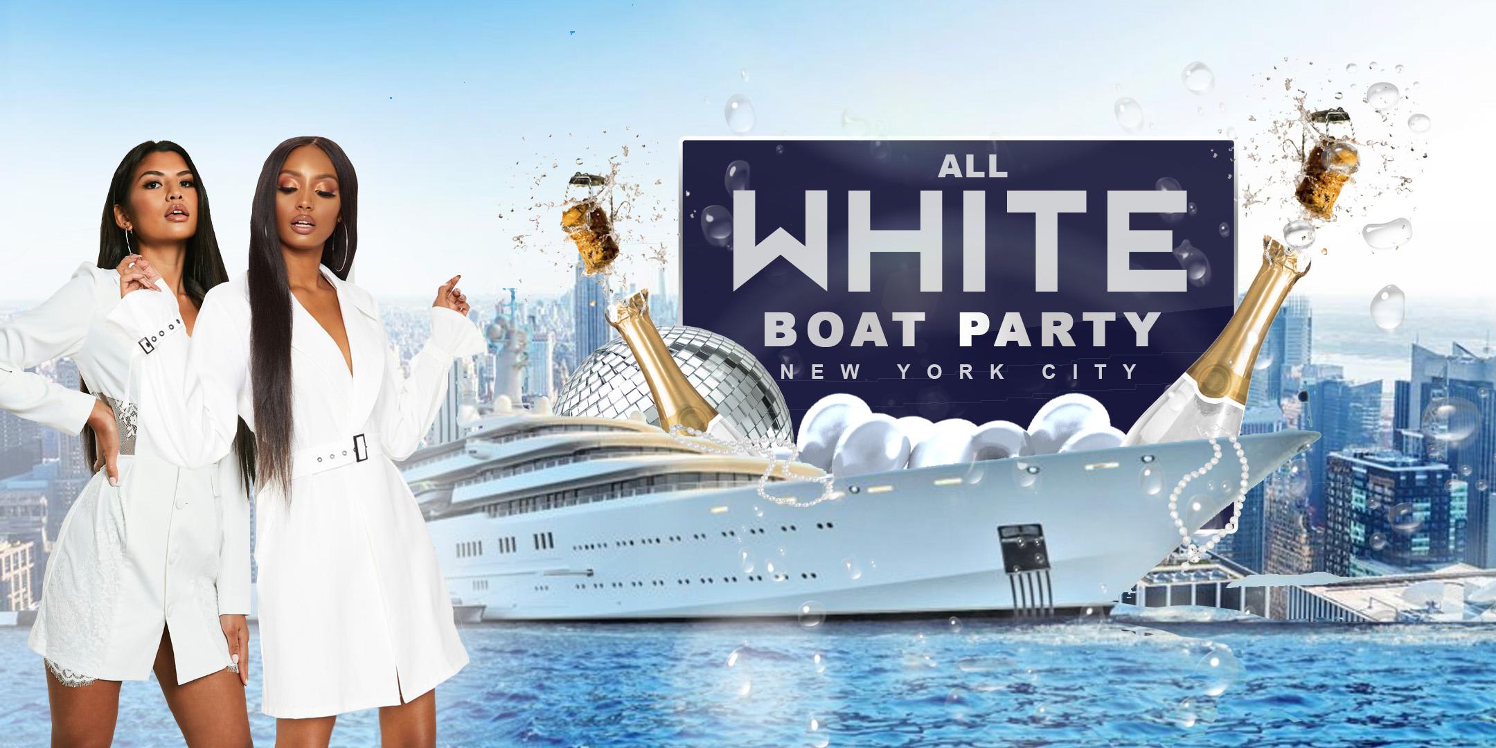 All White Hip Hop Sunset Boat Party - Sunday Yacht Cruise - Midtown NYC Skyline