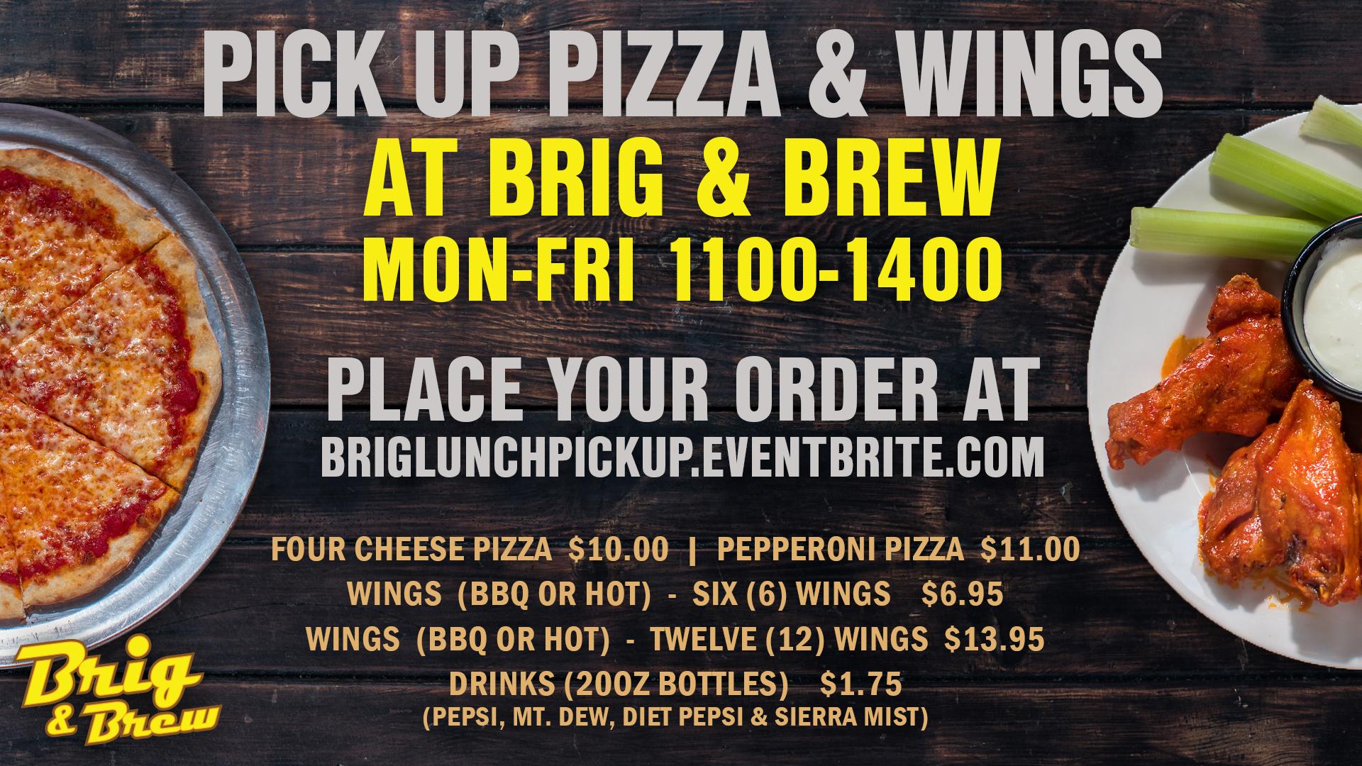 Pick Up Pizza & Wings at Brig and Brew