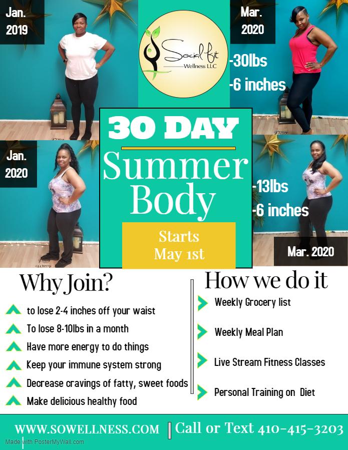 Virtual 30 Day Summer Body Fitness Challenge